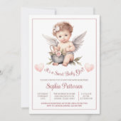 Invitation Fête de bébé fille douce pour la Saint-Valentin (Devant)