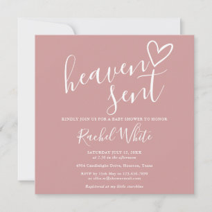 Invitation Fête de Bébé Fille Dusty Rose Pink Ciel Envoyé
