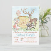 Invitation Fête de bébé fille en forêt (Debout devant)