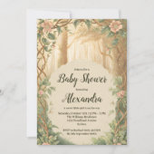 Invitation Fête de Bébé Fille en Forêt Enchantée (Devant)