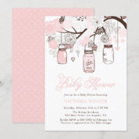 Fête de Bébé Fille en Jars de Maçon Suspendus Rose