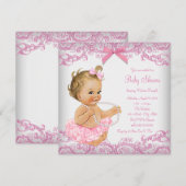 Invitation Fête de Bébé Fille en Tutu Rose (Devant / Derrière)