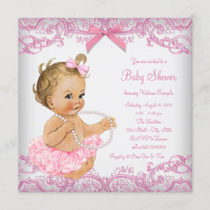 Invitation Fête de Bébé Fille en Tutu Rose