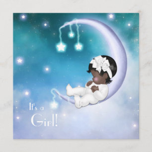 Invitation Fête de bébé fille ethnique Purple Moon