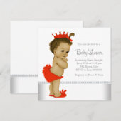 Invitation Fête de bébé fille ethnique Rouge (Devant / Derrière)