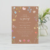 Invitation Fête de Bébé Fille Fleur Sauvage (Debout devant)
