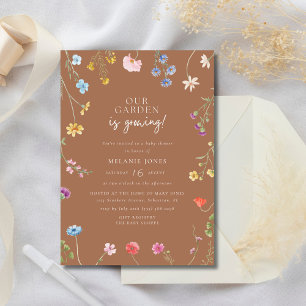 Invitation Fête de Bébé Fille Fleur Sauvage