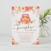 Invitation Fête de bébé fille Fleurs de citrouille d'automne (Debout devant)