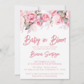 Invitation Fête de Bébé Fille Fleurs de Roses Roses (Devant)