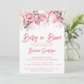 Invitation Fête de Bébé Fille Fleurs de Roses Roses (Debout devant)