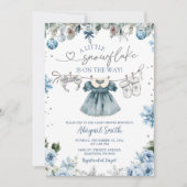 Invitation Fête de bébé fille flocon de neige de Noël Linge (Devant)