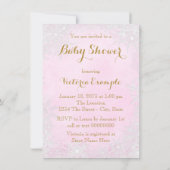 Invitation Fête de bébé fille flocon de neige en or rose (Dos)