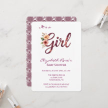 Fête de Bébé Fille Florale Bordeaux