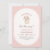 Invitation Fête de Bébé Fille Lapin Mignon (Devant)