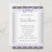Invitation Fête de Bébé Fille Lavande Violet et Gris (Dos)