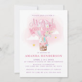 Invitation Fête de Bébé Fille Licorne Montgolfière (Devant)