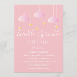 Invitation Fête de Bébé Fille Little Star Rose Sprinkle