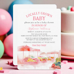 Invitation Fête de bébé fille 'Marché de producteurs locaux'