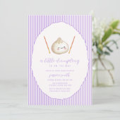 Invitation Fête de Bébé Fille Moderne Violette Dumpling Asiat (Debout devant)