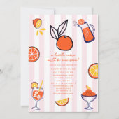 Invitation Fête de Bébé Fille Orange Doodle Mignonne (Devant)