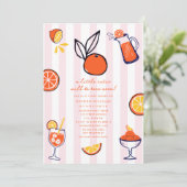 Invitation Fête de Bébé Fille Orange Doodle Mignonne (Debout devant)