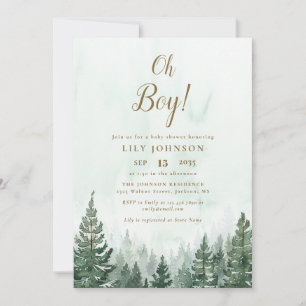 Invitation Fête de Bébé Fille ou Garçon Forêt de Pins Tout Co