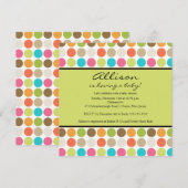 Invitation Fête de bébé fille ou garçon FUN Dots GREEN (Devant / Derrière)