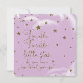 Invitation Fête de Bébé Fille Paillettes Or Rose Étoiles (Dos)