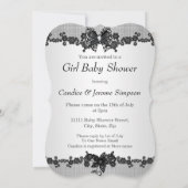 Invitation Fête de bébé fille Papillon Noir Blanc Blonde (Dos)