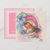 Invitation Fête de bébé fille pastel rose (Devant / Derrière)