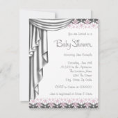 Invitation Fête de bébé fille princesse rose et grise (Dos)