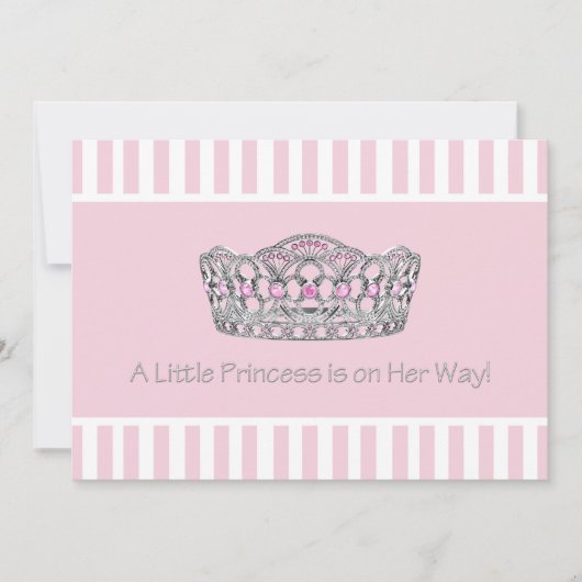 Invitation Fête de bébé fille Princesse Tiara Rose (Devant)