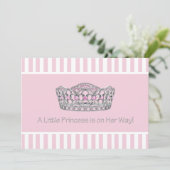 Invitation Fête de bébé fille Princesse Tiara Rose (Debout devant)