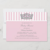 Invitation Fête de bébé fille Princesse Tiara Rose (Dos)