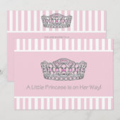 Invitation Fête de bébé fille Princesse Tiara Rose (Devant / Derrière)