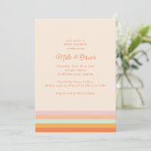 Invitation Fête de Bébé Fille Rayure Rétro Colorée Sprinkle (Debout devant)