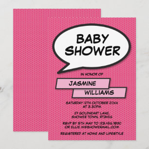 Invitation Fête de Bébé Fille Rose Amusante Moderne Sprinkle