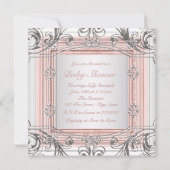 Invitation Fête de bébé fille rose et argent (Dos)