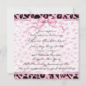 Invitation Fête de bébé fille rose et noir léopard (Dos)