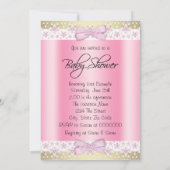 Invitation Fête de bébé fille rose et or Blonde (Dos)