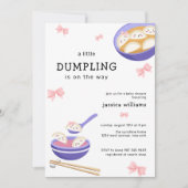 Invitation Fête de bébé fille Rose Kawaii Bao Dumpling (Devant)