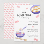 Invitation Fête de bébé fille Rose Kawaii Bao Dumpling (Devant / Derrière)