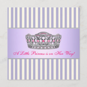 Invitation Fête de bébé fille rose lavande violet Princesse