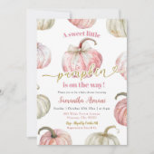 Invitation Fête de Bébé Fille Rose Pâle Citrouille (Devant)