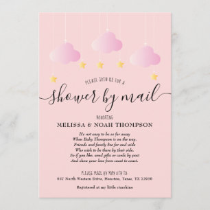Invitation Fête de Bébé Fille Rose par Courrier à Distance
