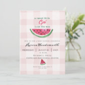 Invitation Fête de Bébé Fille Rose Pastèque D'été Sucrée  (Debout devant)