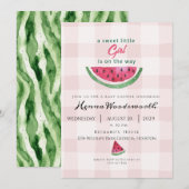 Invitation Fête de Bébé Fille Rose Pastèque D'été Sucrée  (Devant / Derrière)