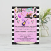 Invitation Fête de bébé fille rose Rock n Roll espagnol (Debout devant)