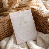 Invitation Fête de bébé fille rose Silly Goose