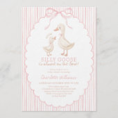 Invitation Fête de bébé fille rose Silly Goose (Devant)